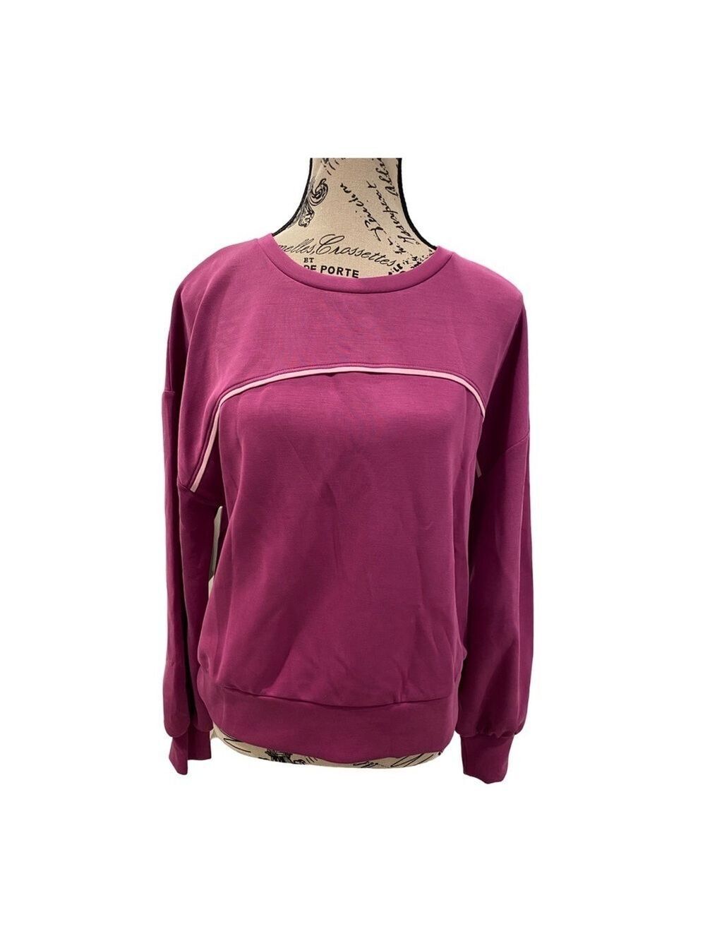 Sincerely Jules Long Sleeve Super Soft Dark Fuchsia Sweatshirt NWT Size M